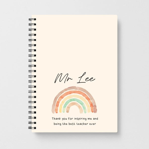 Biege Personalised Teacher Rainbow Notebook