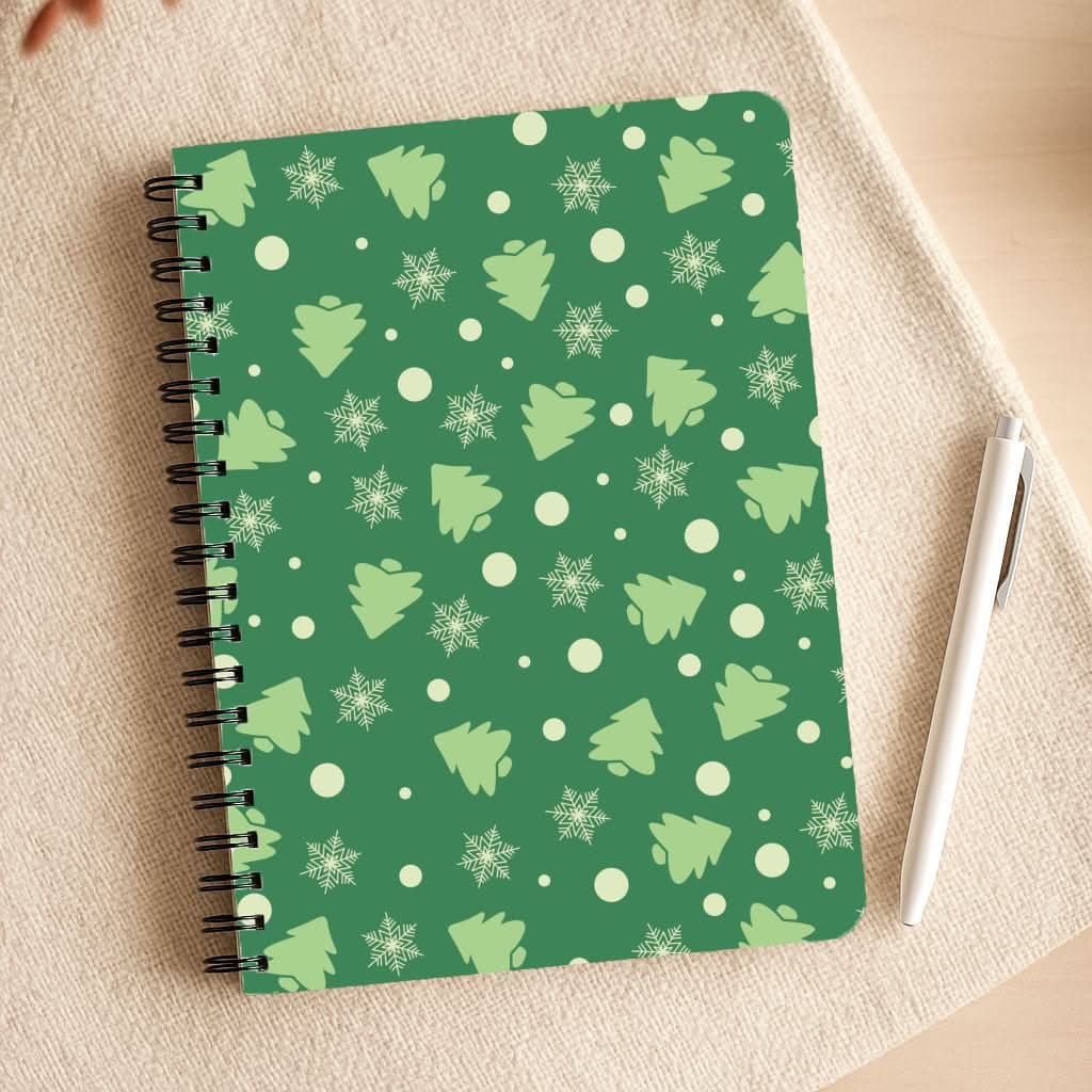 Cartoon Christmas Trees And Snowflakes Pattern Notepad
