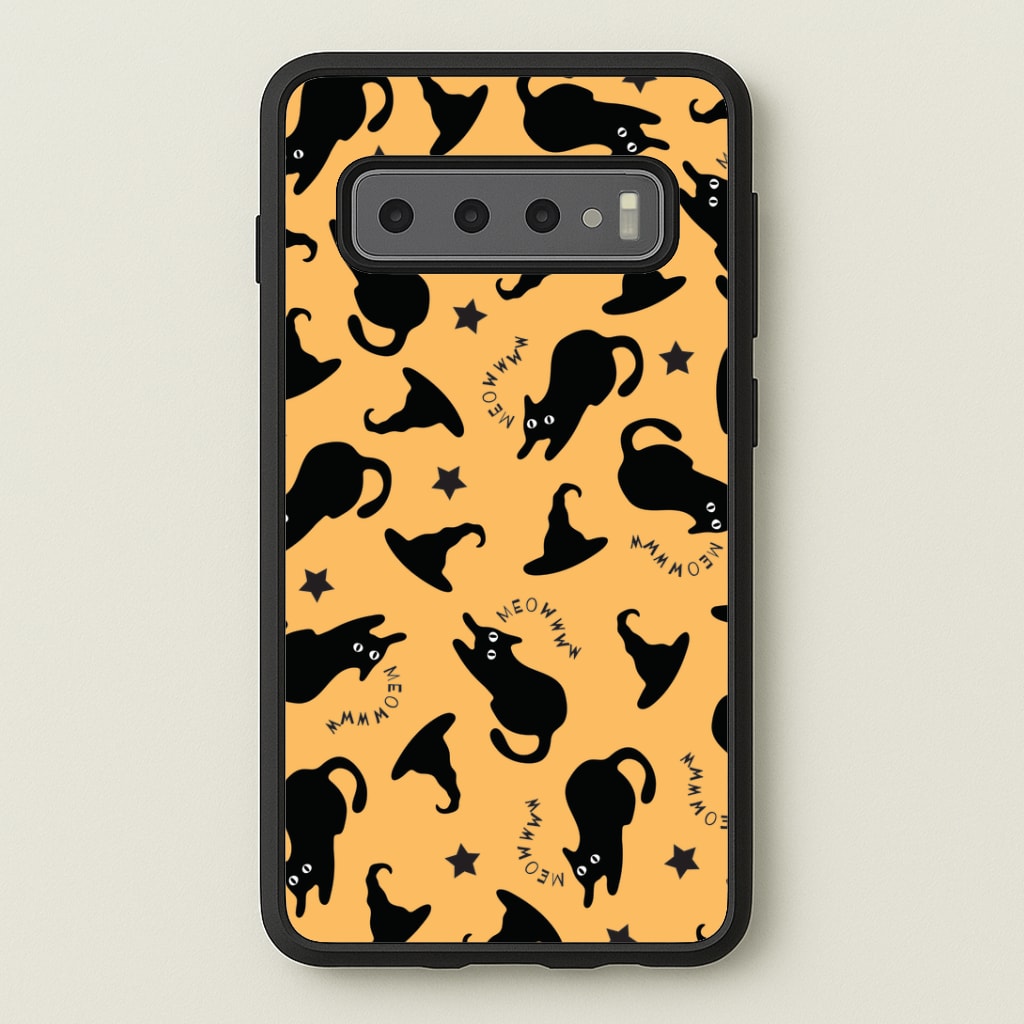 Black Cat And Hats Pattern Galaxy S10 Case