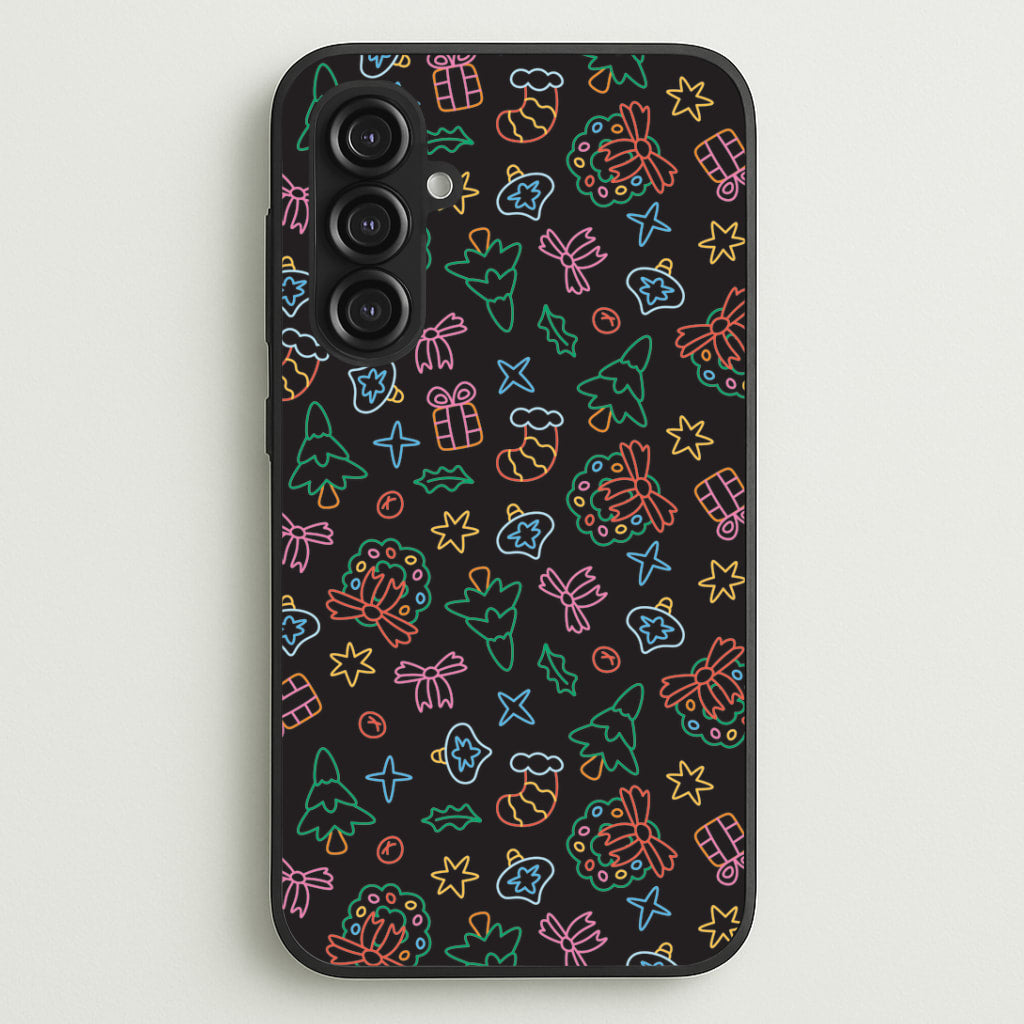 Neon Christmas Icons Pattern I Galaxy S23FE Case