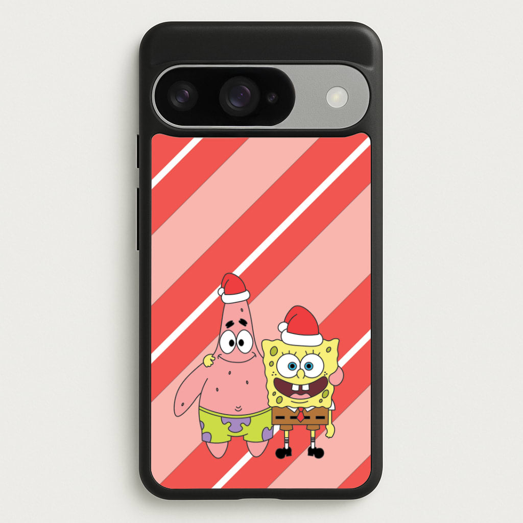 Cartoon Sponge And Starfish Christmas Hats Google Pixel 10 / 10 Pro Case