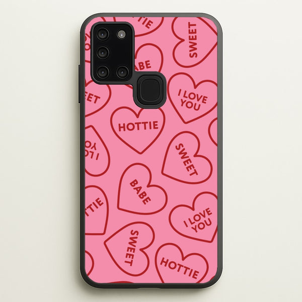 Quote Love Hearts Pattern Galaxy A21s Case