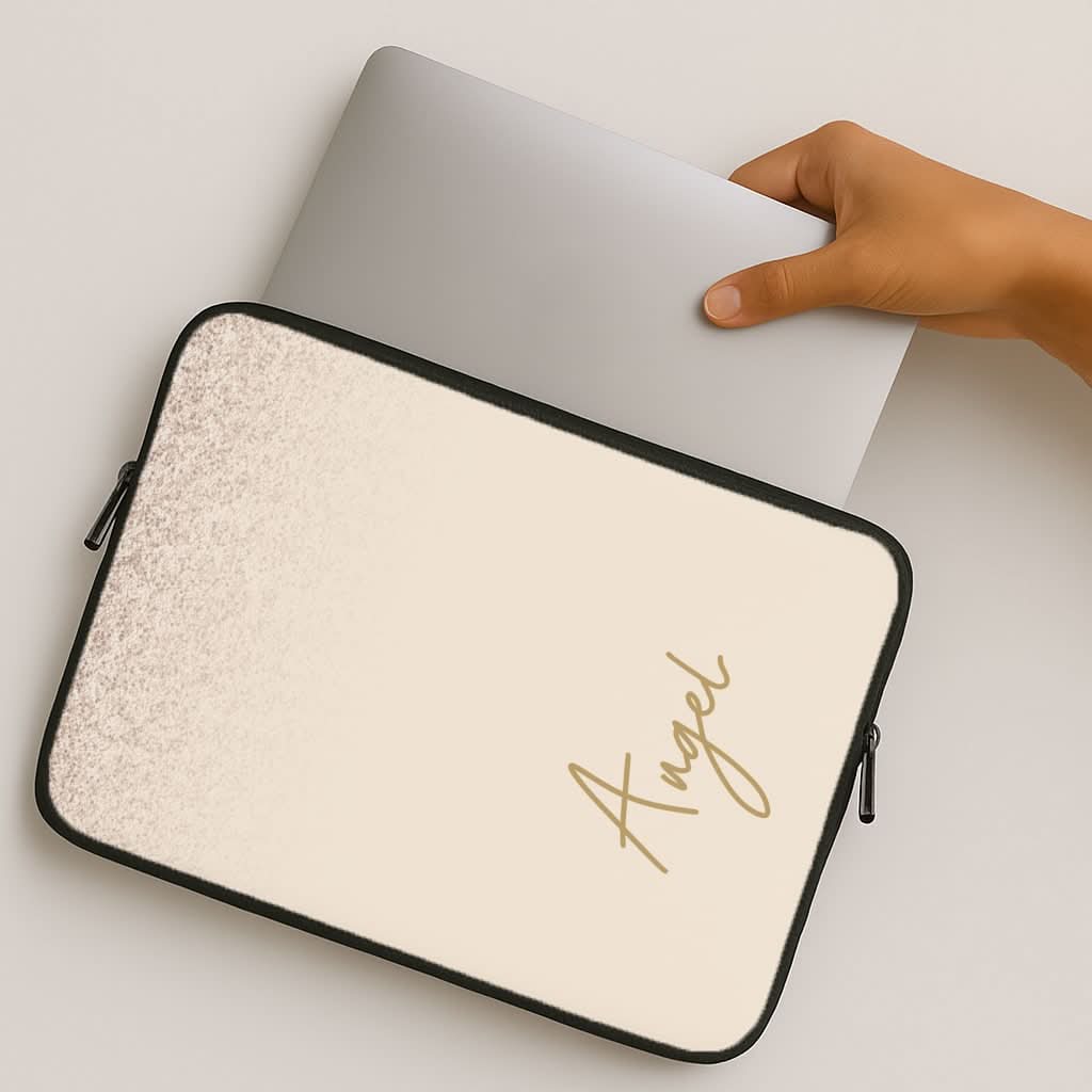 Peach Glitter Personalised Name MacBook Cover