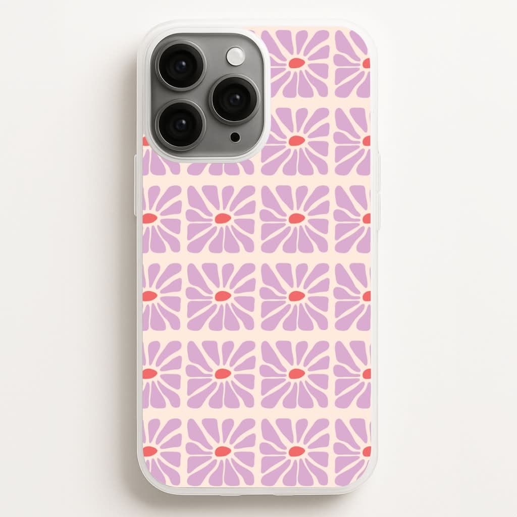Square Abstract Flowers Mauve Phone Case for Apple iPhone, Samsung Galaxy, Huawei and Google Pixel