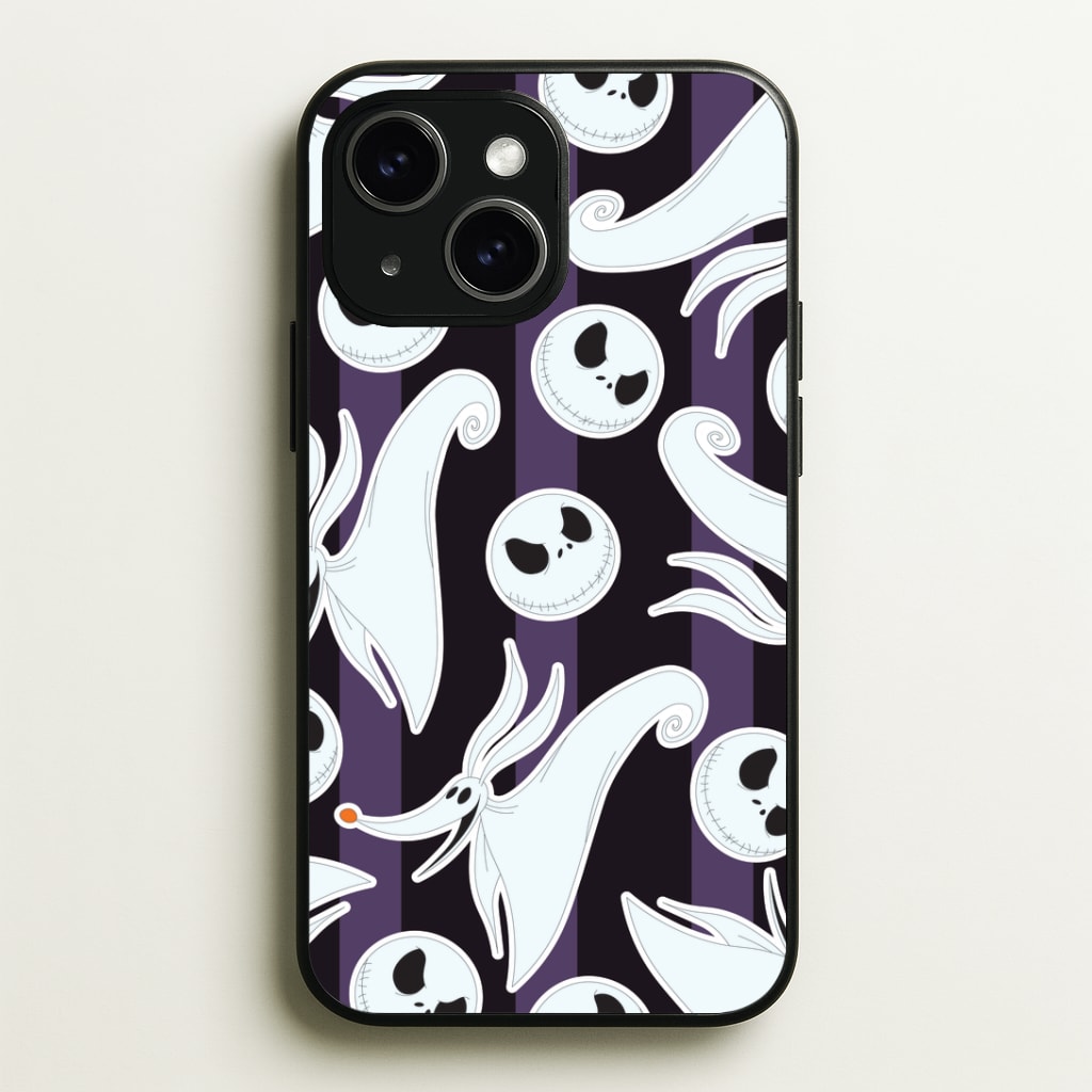 Skeleton Dog And Face Pattern iPhone 15 Case