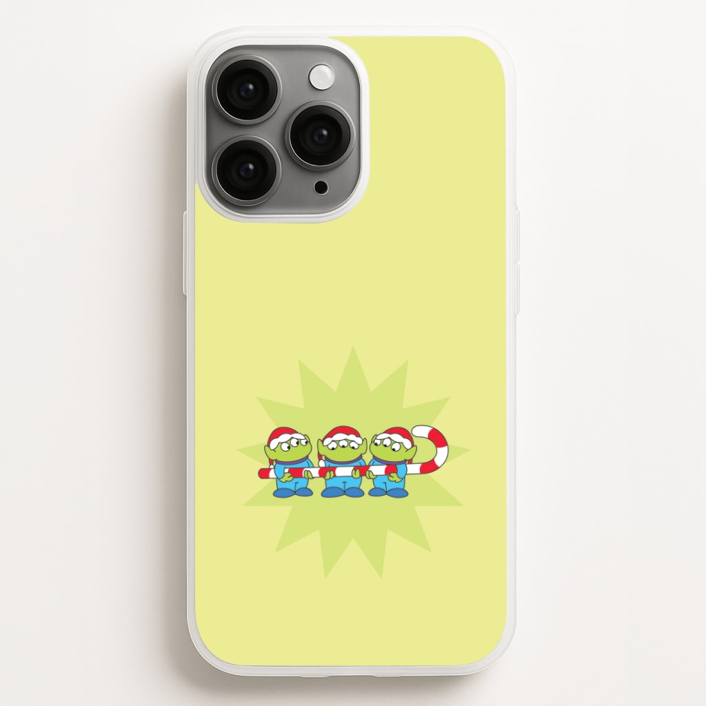 Cute Green Aliens Candycane iPhone 16 Pro Case
