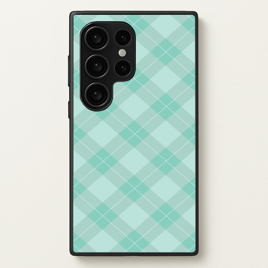 Light Cyan Tartan Christmas Pattern Galaxy S24 Ultra Case