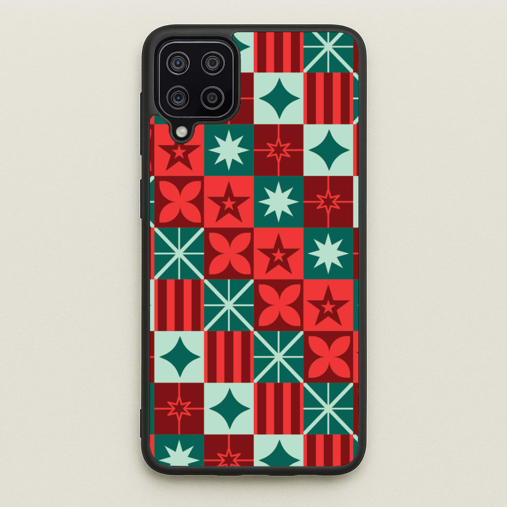 Geometric Square Christmas Pattern Galaxy A12 Case