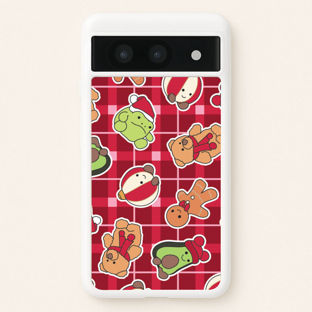 Christmas Plushies Tartan Pattern Google Pixel 8a Case