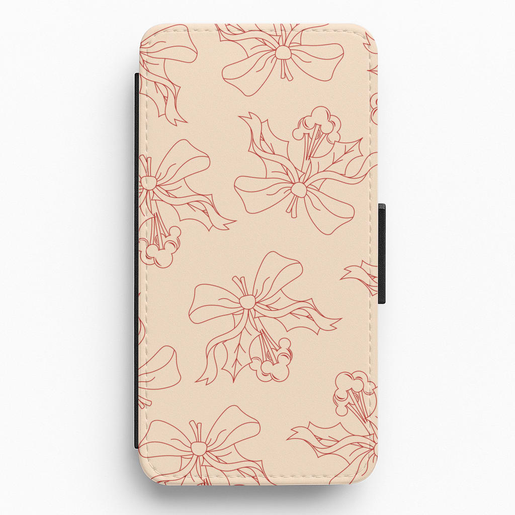 Cartoon Mouse Holly Pattern Flip / Wallet Phone Case