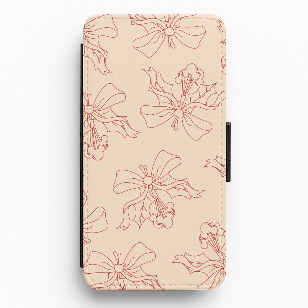 Cartoon Mouse Holly Pattern Flip / Wallet Phone Case