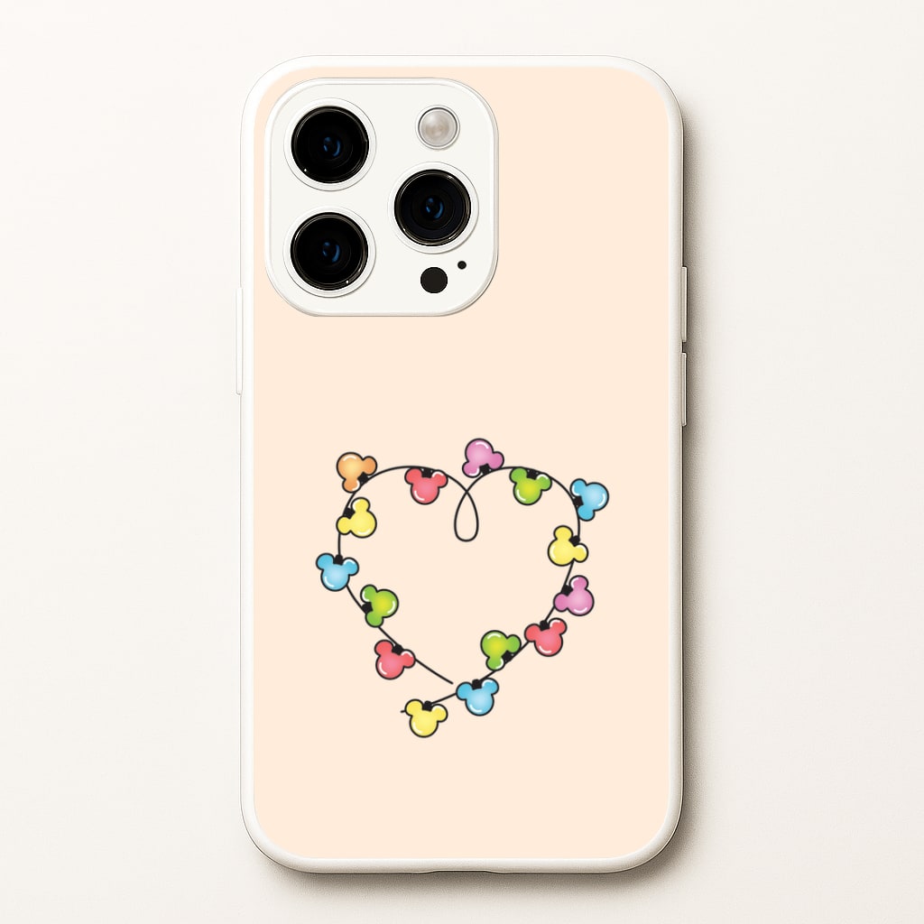 Cartoon Mouse Christmas Fairylights Heart iPhone 14 Pro Case