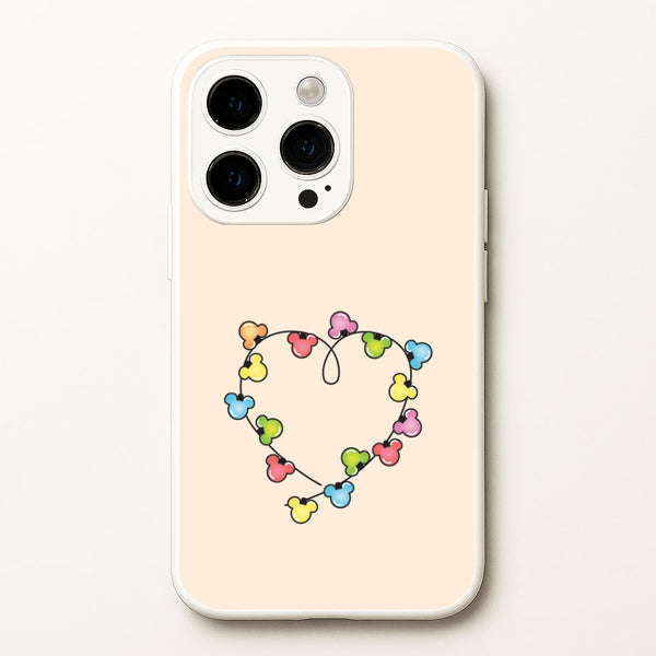 Cartoon Mouse Christmas Fairylights Heart iPhone 15 Pro Max Case