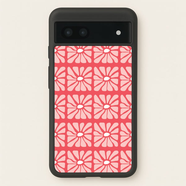 Square Abstract Flowers Pink Google Pixel 7a Case