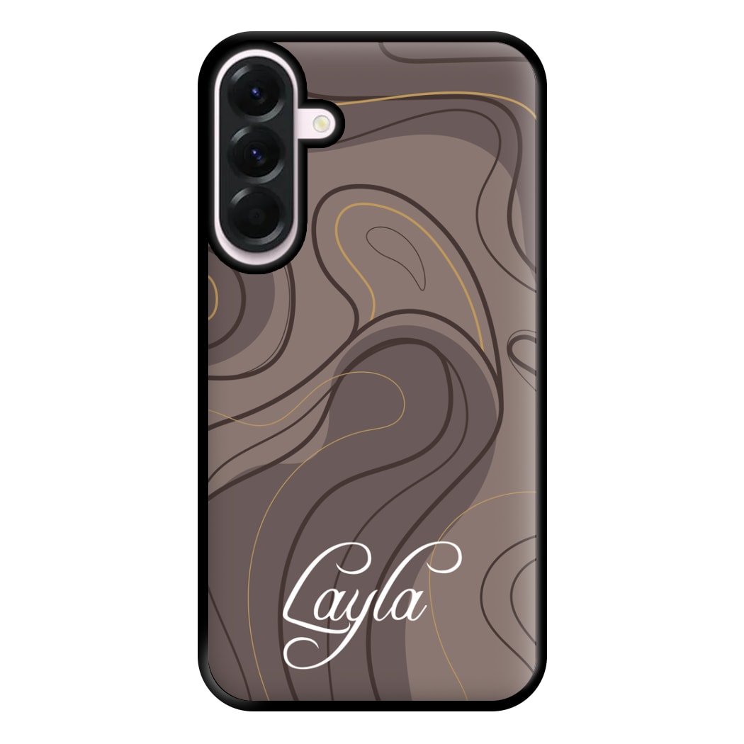 Brown Marble Waves Personalised Name Galaxy A36 Case