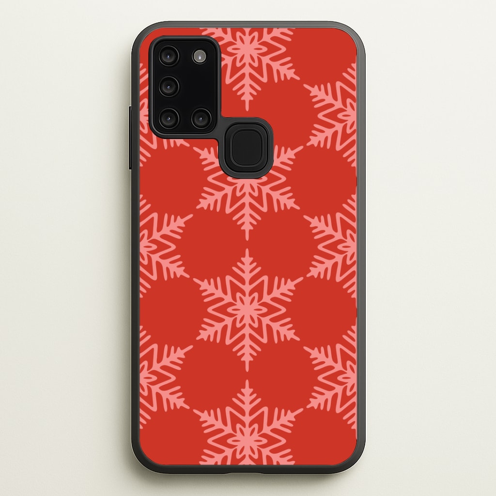 Red Giant Snowflakes Christmas Pattern Galaxy A21s Case