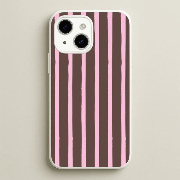 Chocolate & Strawberry Stripes iPhone 14 Plus Case