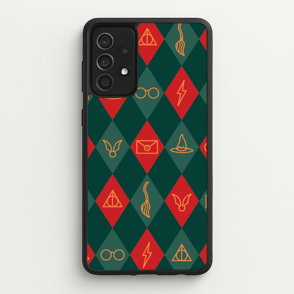 Christmas Wizard Icons Argyle Pattern Galaxy A52 / A52s Case