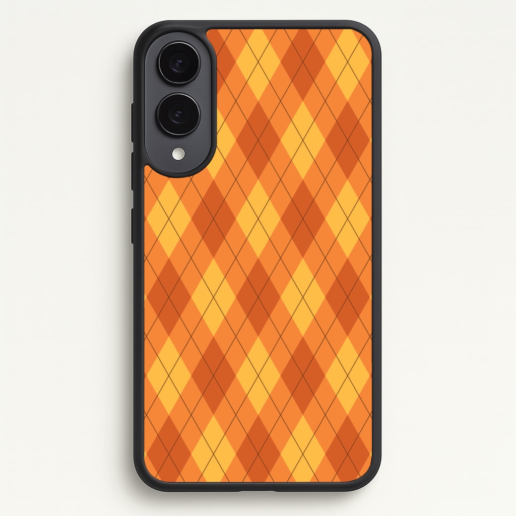 Orange Argyle Pattern Galaxy S25 Edge Case