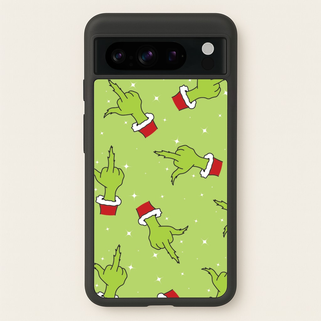 Green Middle Finger Christmas Pattern Google Pixel 8 Pro Case