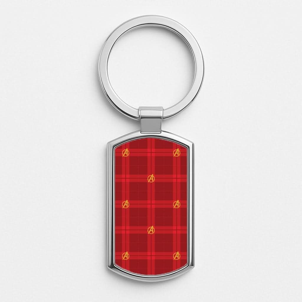 Superhero Team Red Tartan Pattern Luxury Keyring
