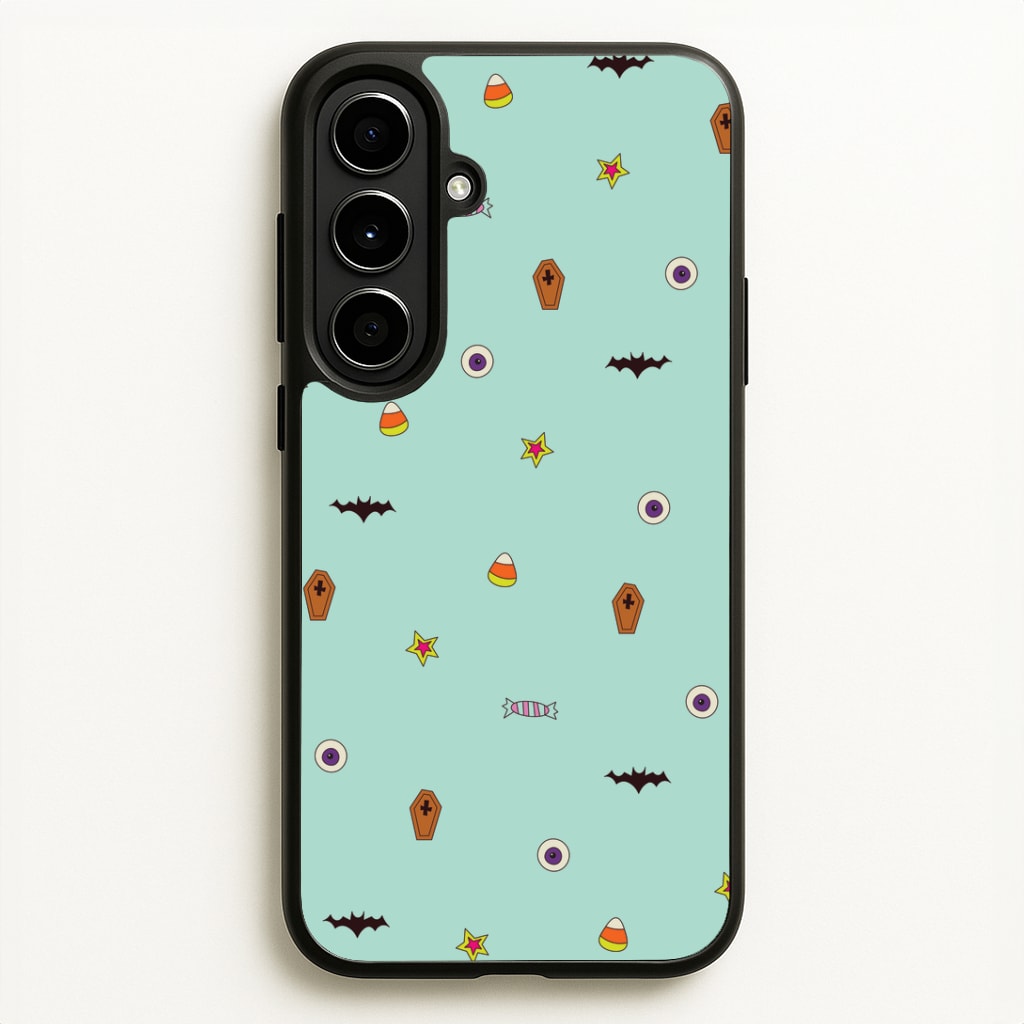 Minature Halloween Cartoons Pattern Galaxy A56 Case