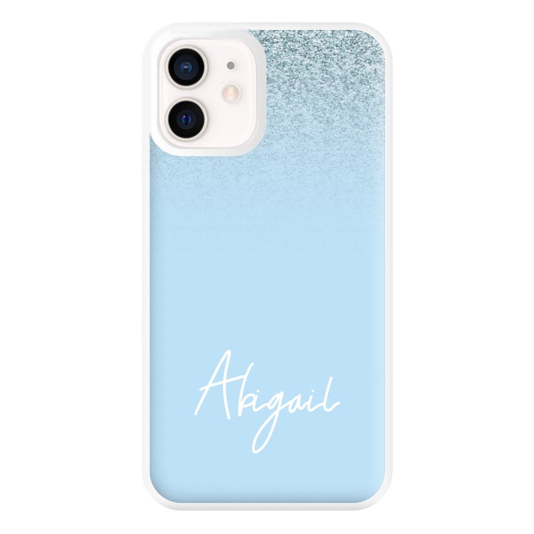 Blue Glitter Personalised Name iPhone 12 Mini Case