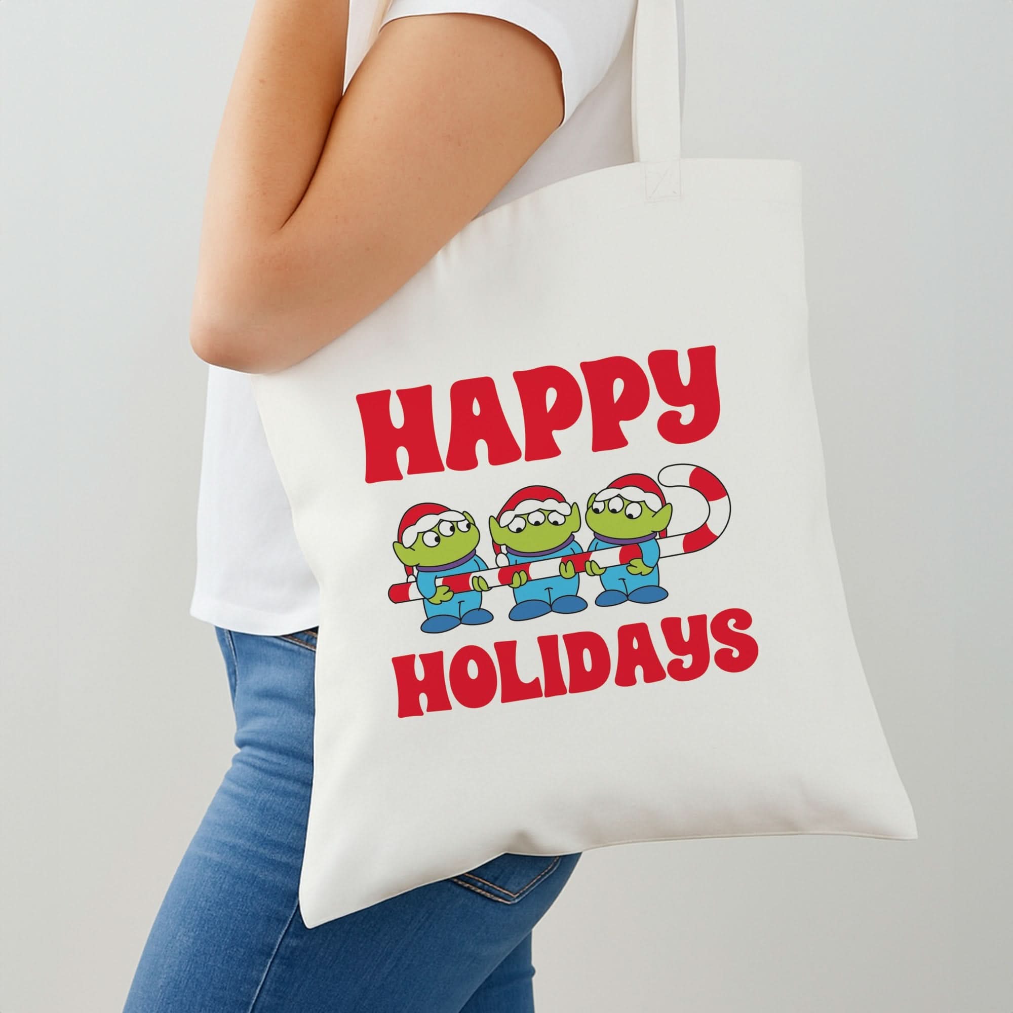 Happy Holidays Cute Green Aliens Shoulder Bag