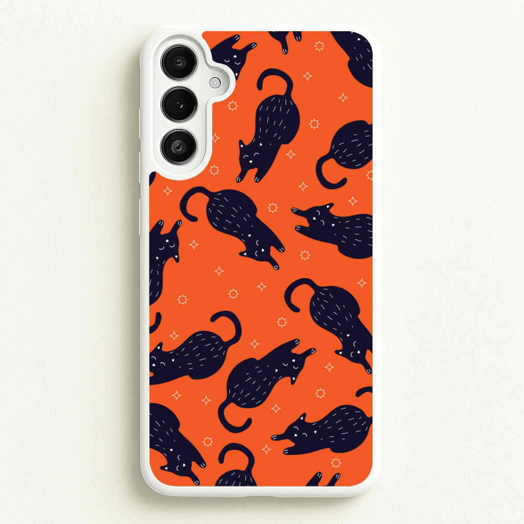 Black Cats And Stars Pattern Galaxy A34 Case