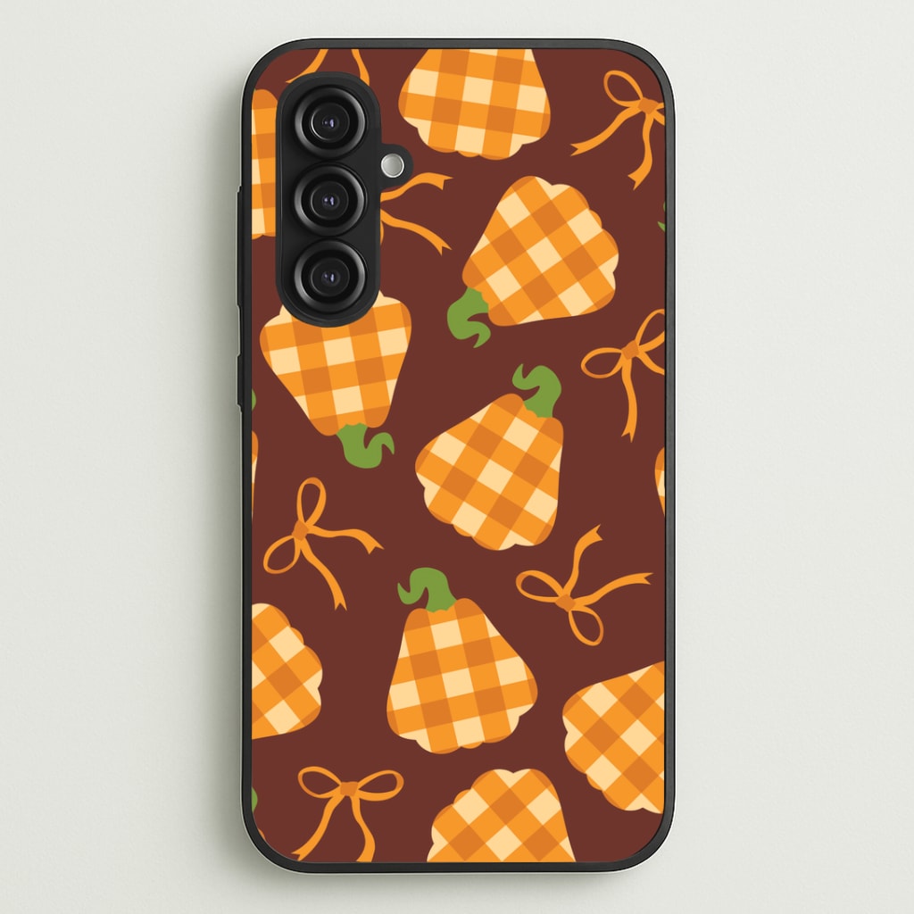 Tartan Pumpkins And Bows Pattern Galaxy S23FE Case