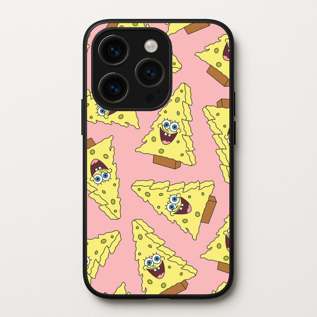 Christmas Tree Cartoon Sponge Pattern iPhone 15 Pro Case
