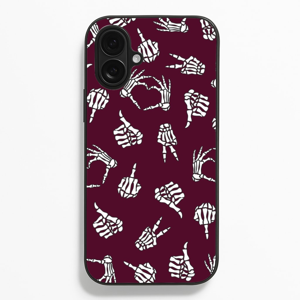 Skeleton Hands Pattern iPhone 16 Plus Case