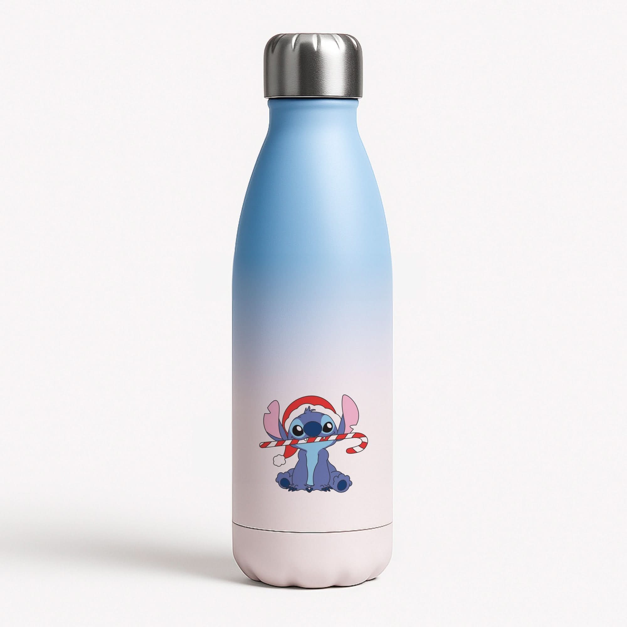 Cute Blue Alien Candycane Blue Water Bottle