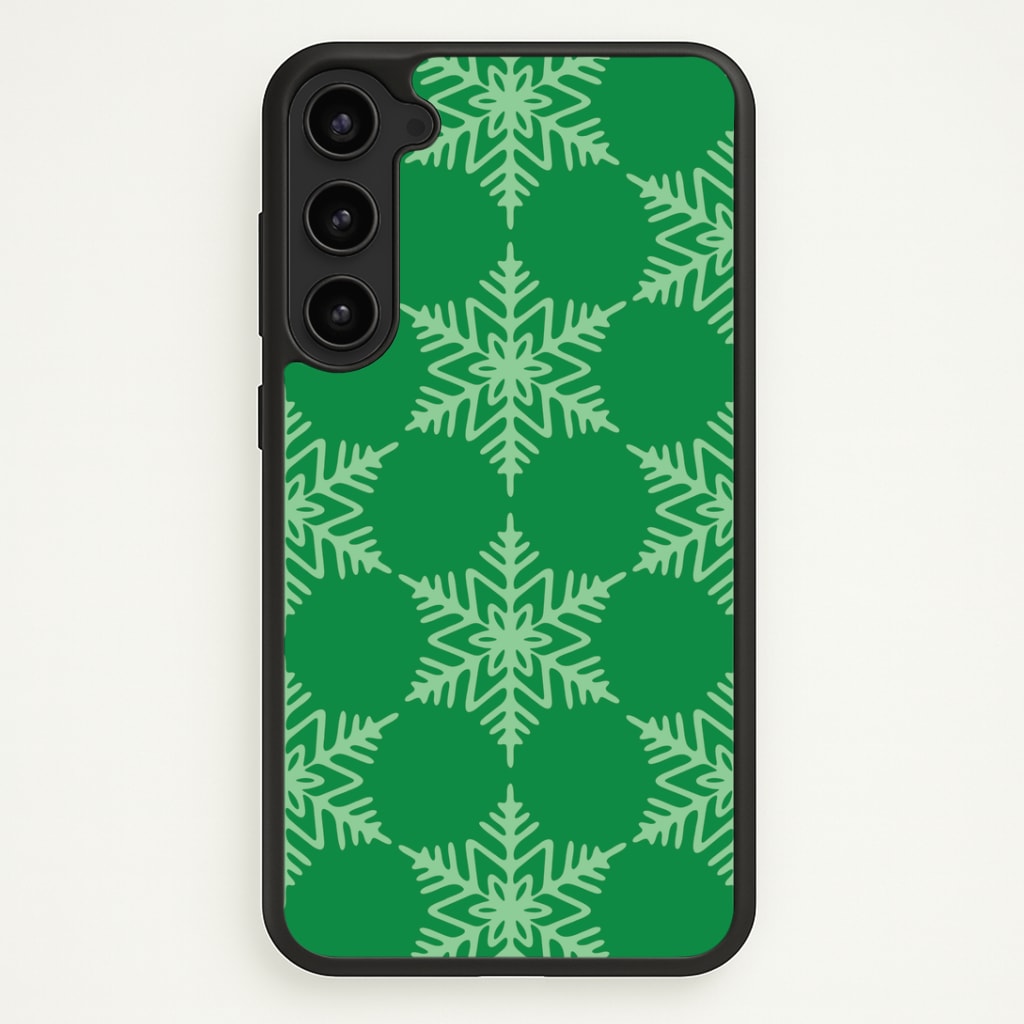 Green Giant Snowflakes Christmas Pattern Galaxy S23 Case