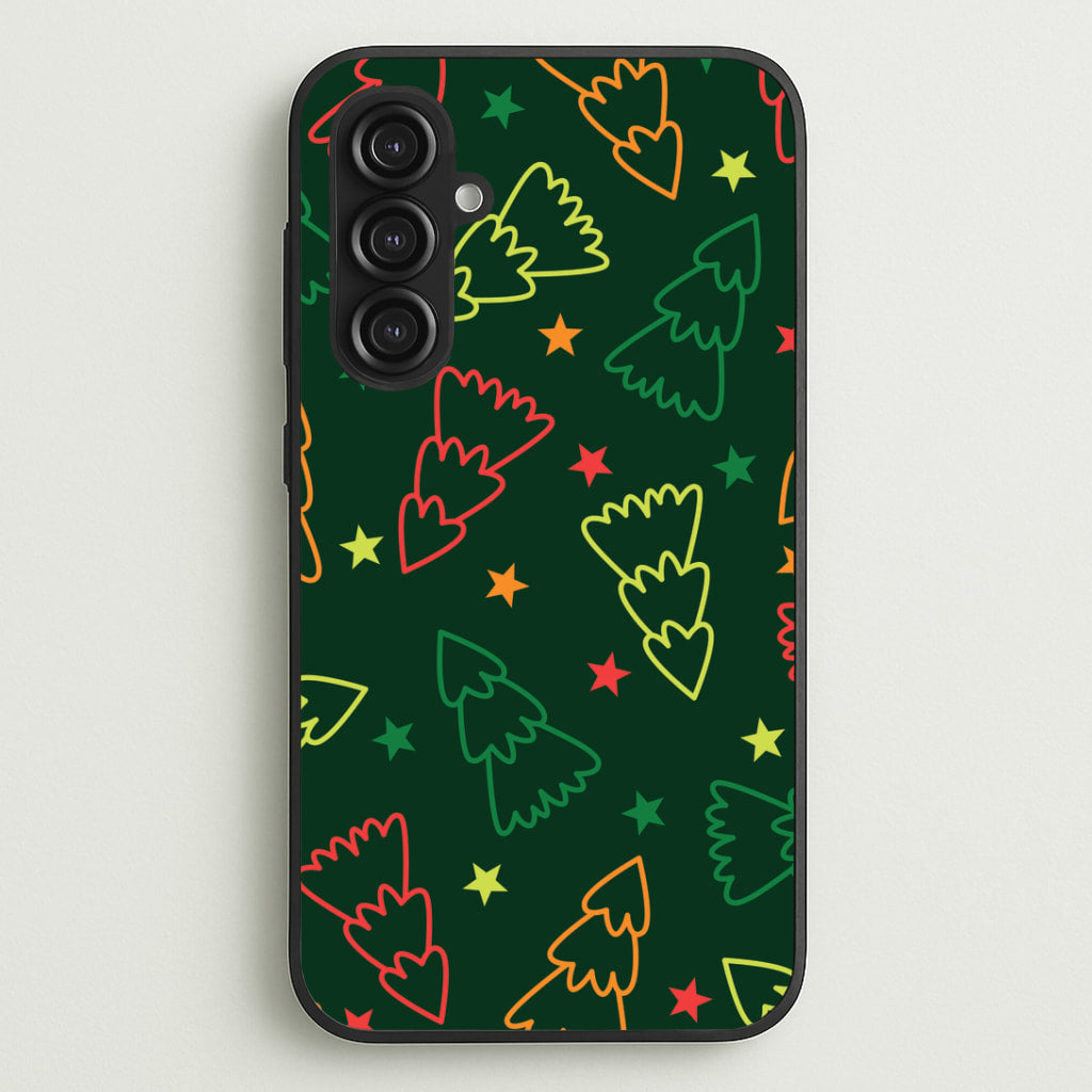 Colourful Christmas Tree Outlines Pattern Galaxy S23FE Case