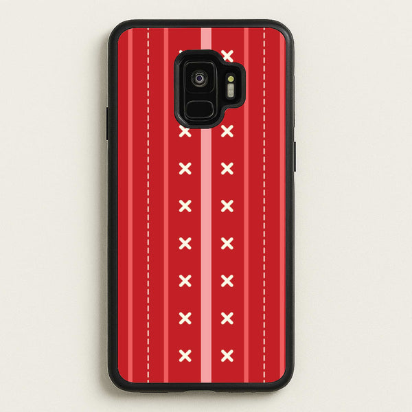 Stripes And Stitches Red Christmas Pattern Galaxy S9 Case