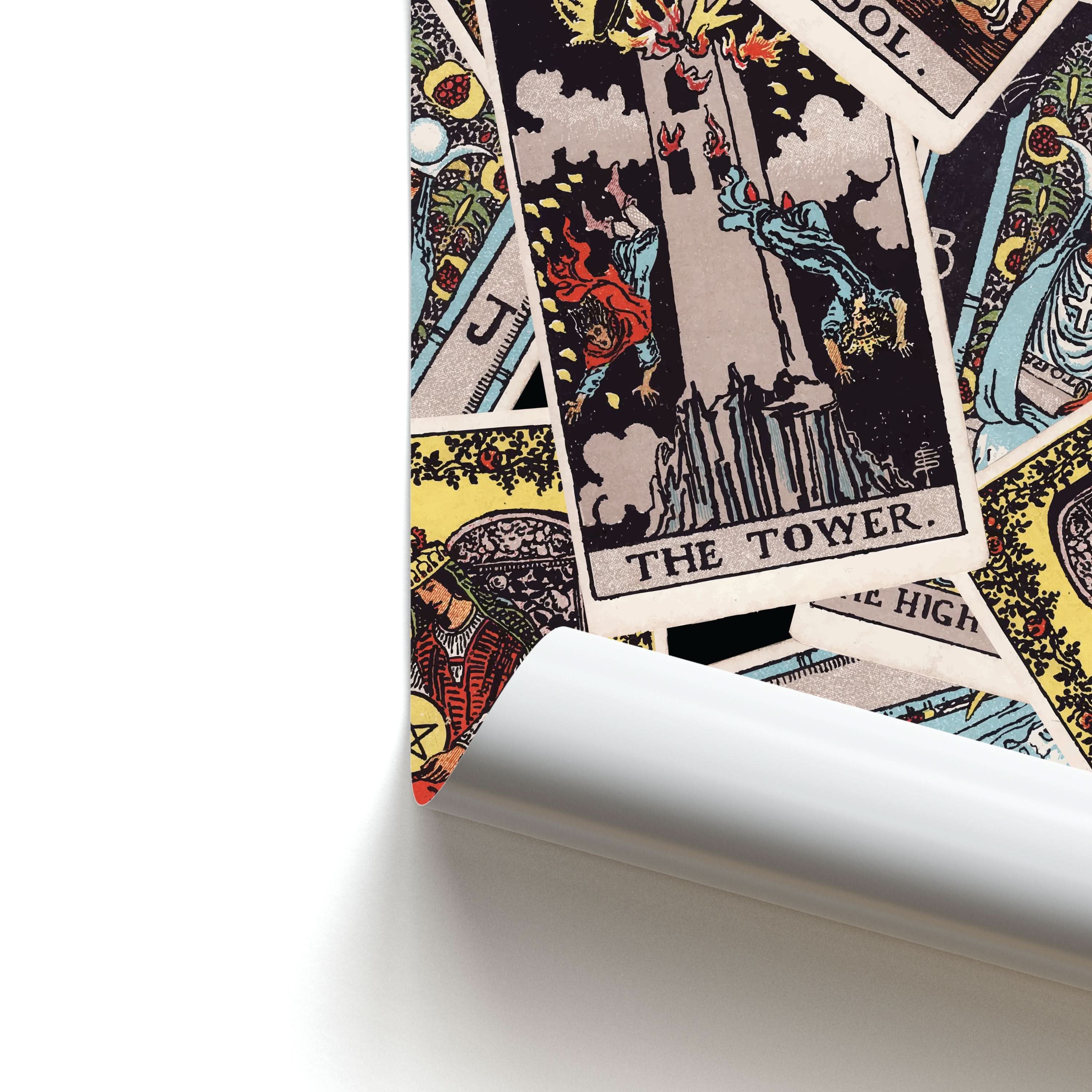 Tarot Cards Collage Pattern Poster