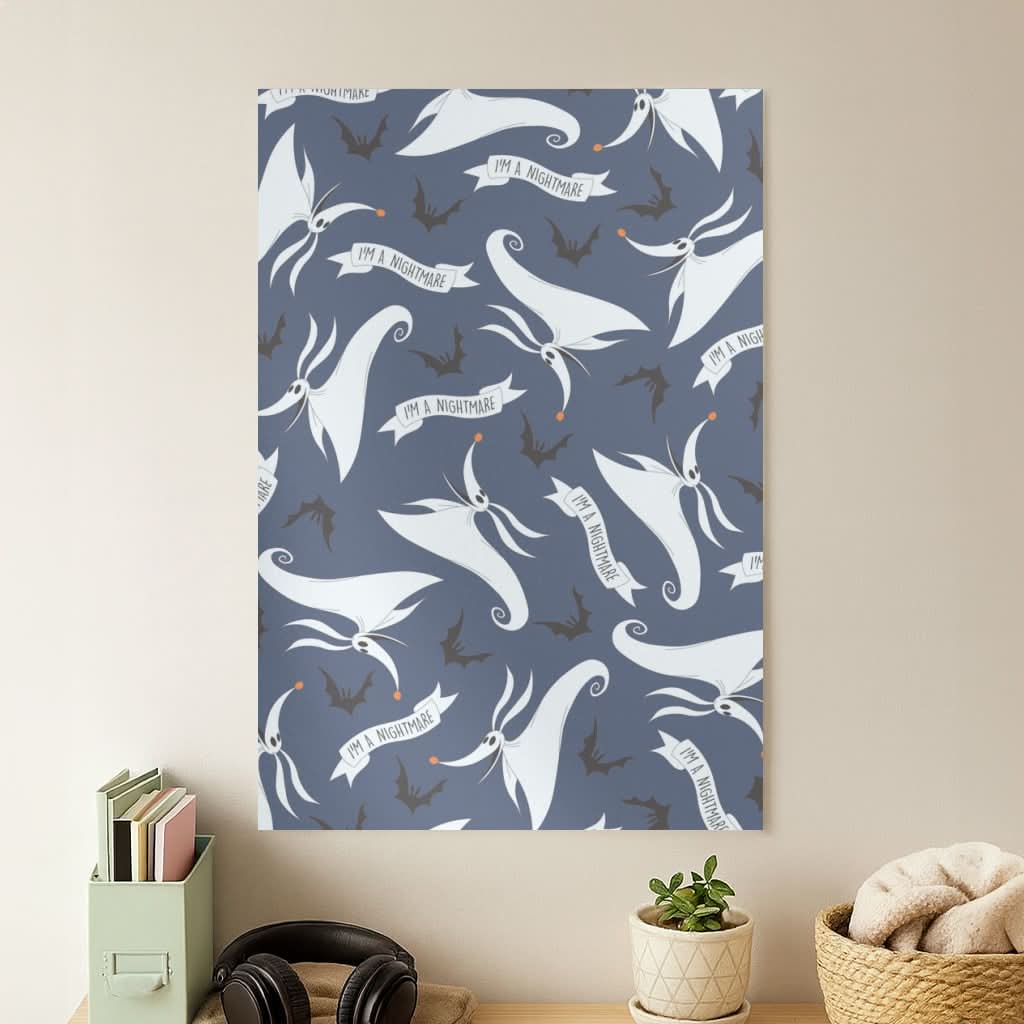 Skeleton Dog And Bats Pattern Poster