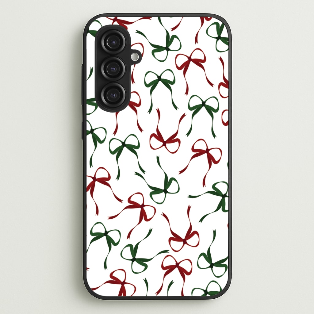 Red And Green Coquette Christmas Bows Pattern Galaxy S23FE Case