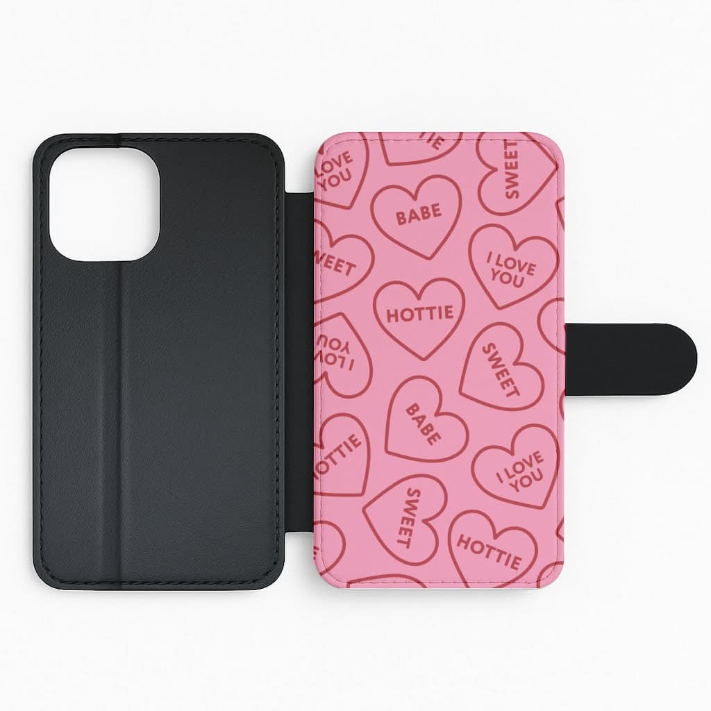 Quote Love Hearts Pattern Flip Phone Case