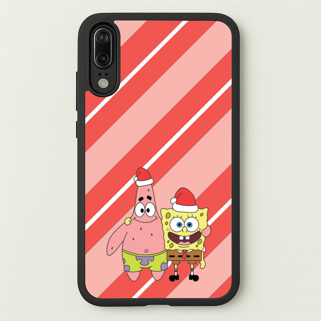 Cartoon Sponge And Starfish Christmas Hats Huawei P20 Case