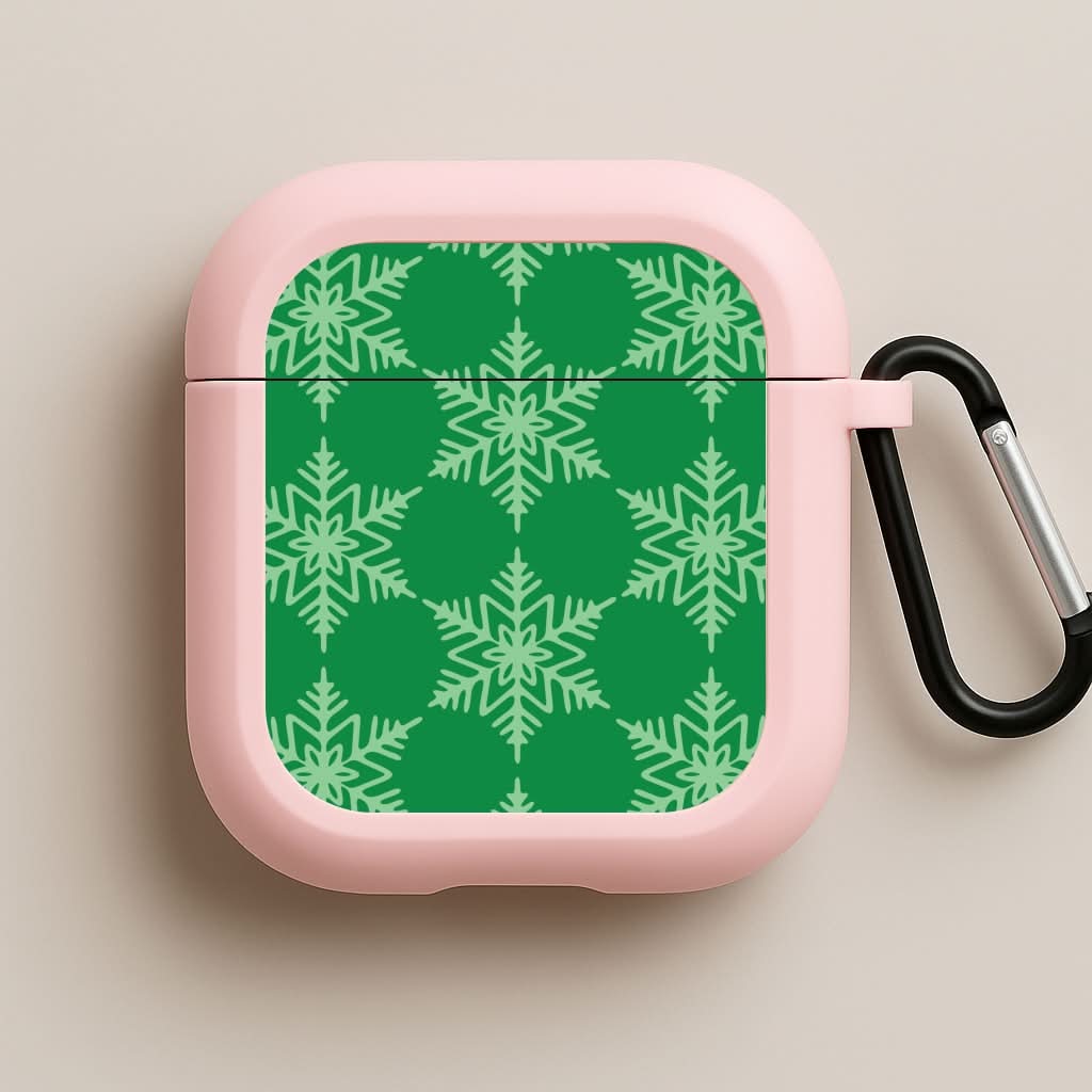 Green Giant Snowflakes Christmas Pattern Pink AirPods Case
