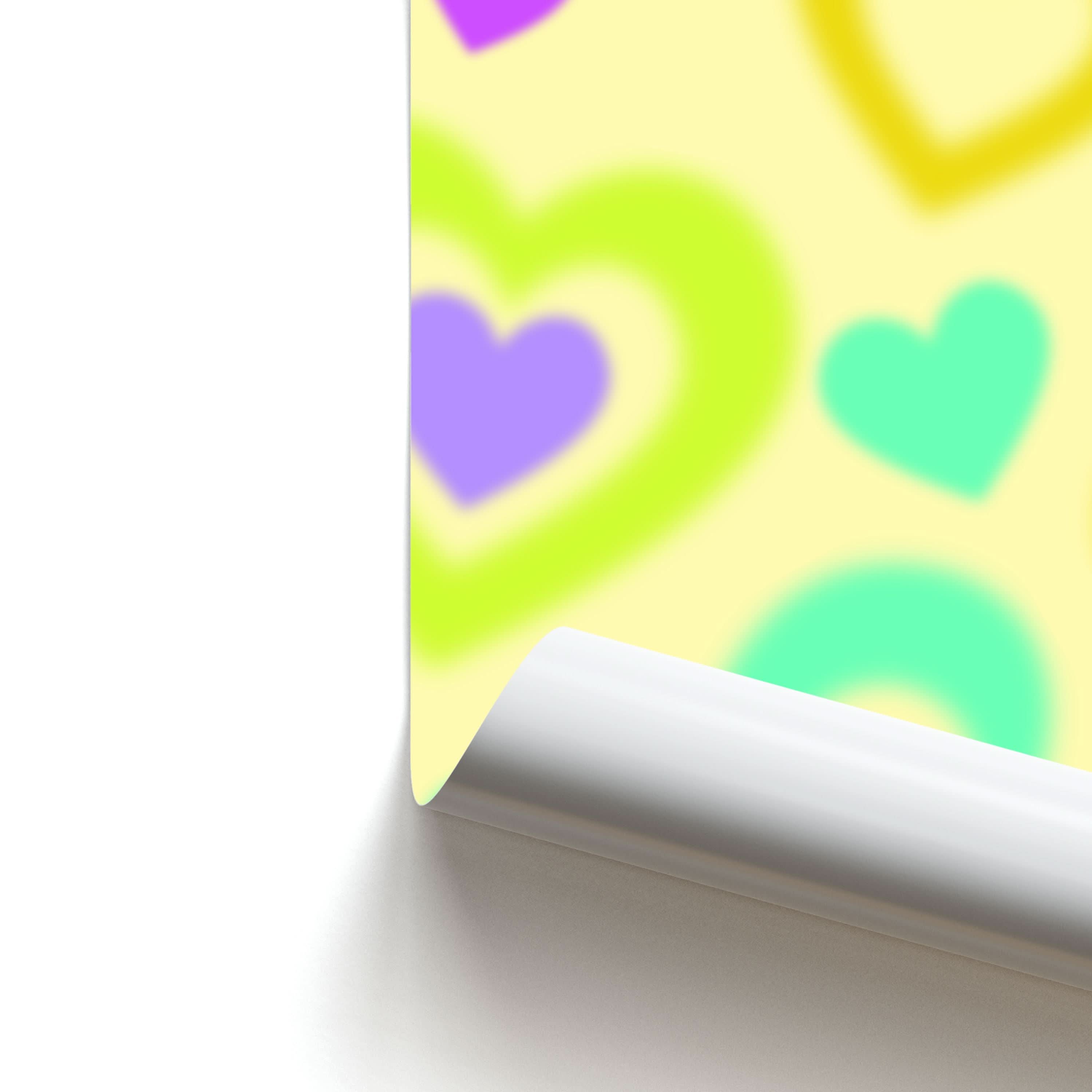 Multicoloured Hearts Gradient Pattern Poster