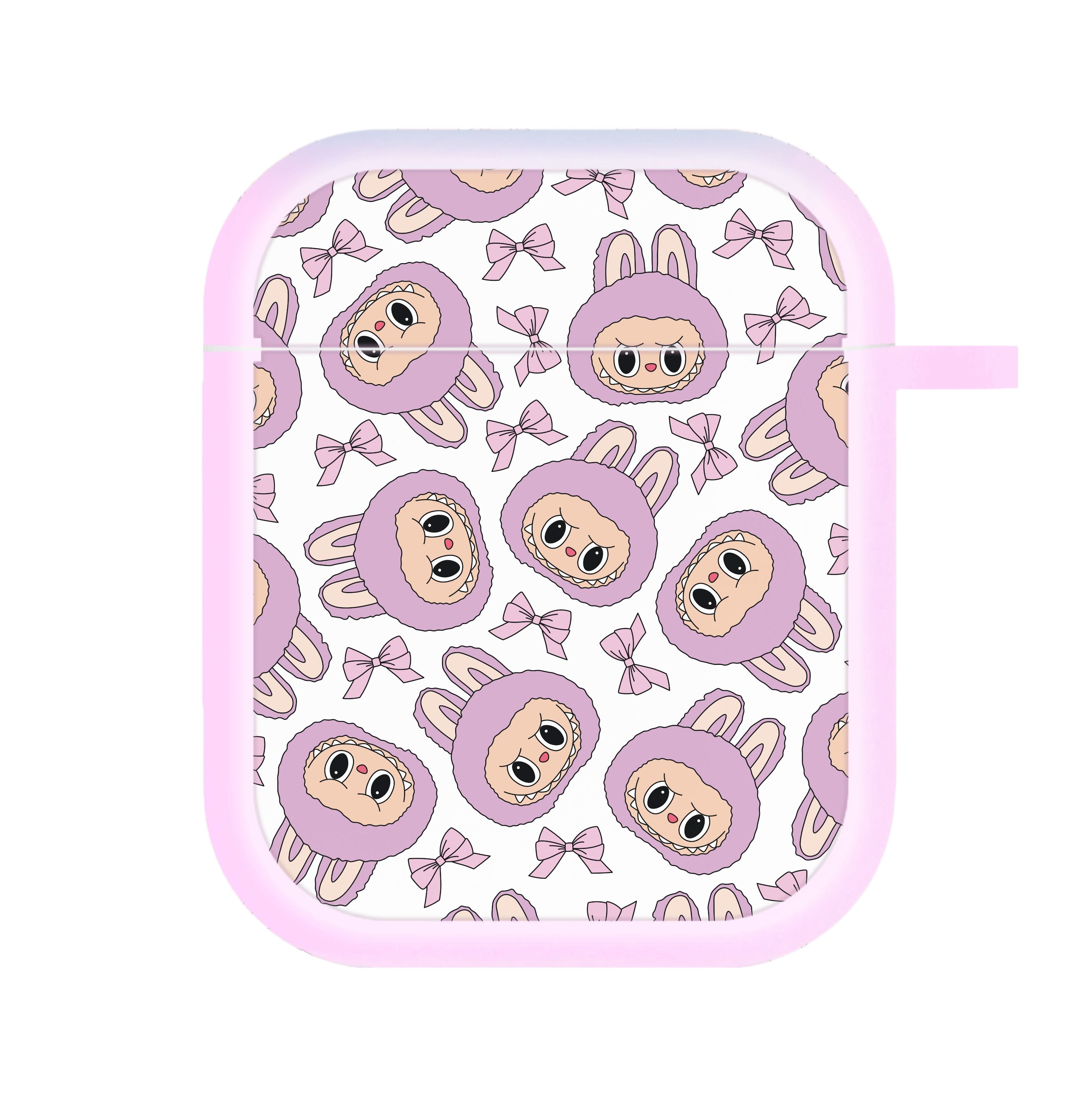 Cute Purple Monster And Bows Pattern AirPods Case