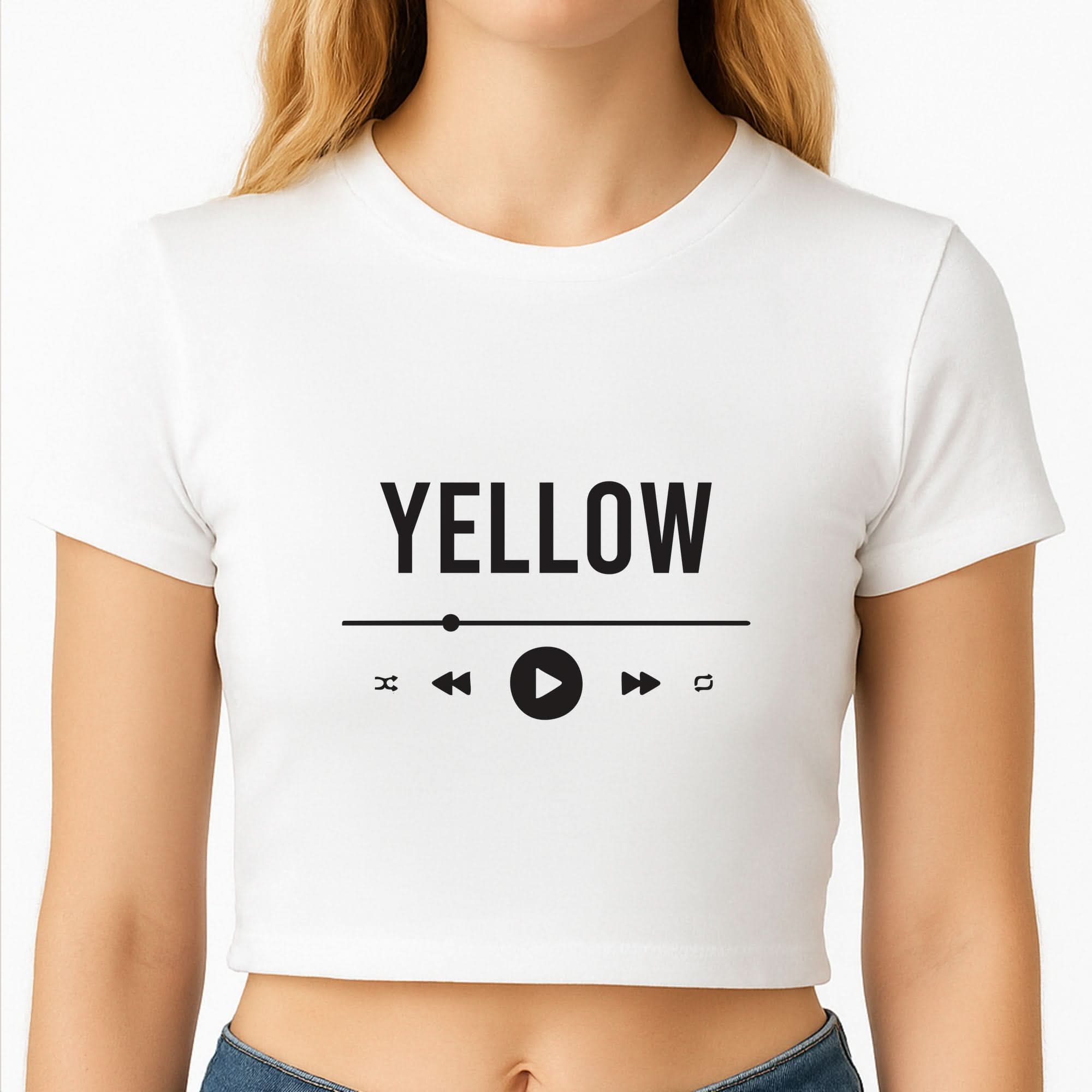 Yellow Music Player Crop Top