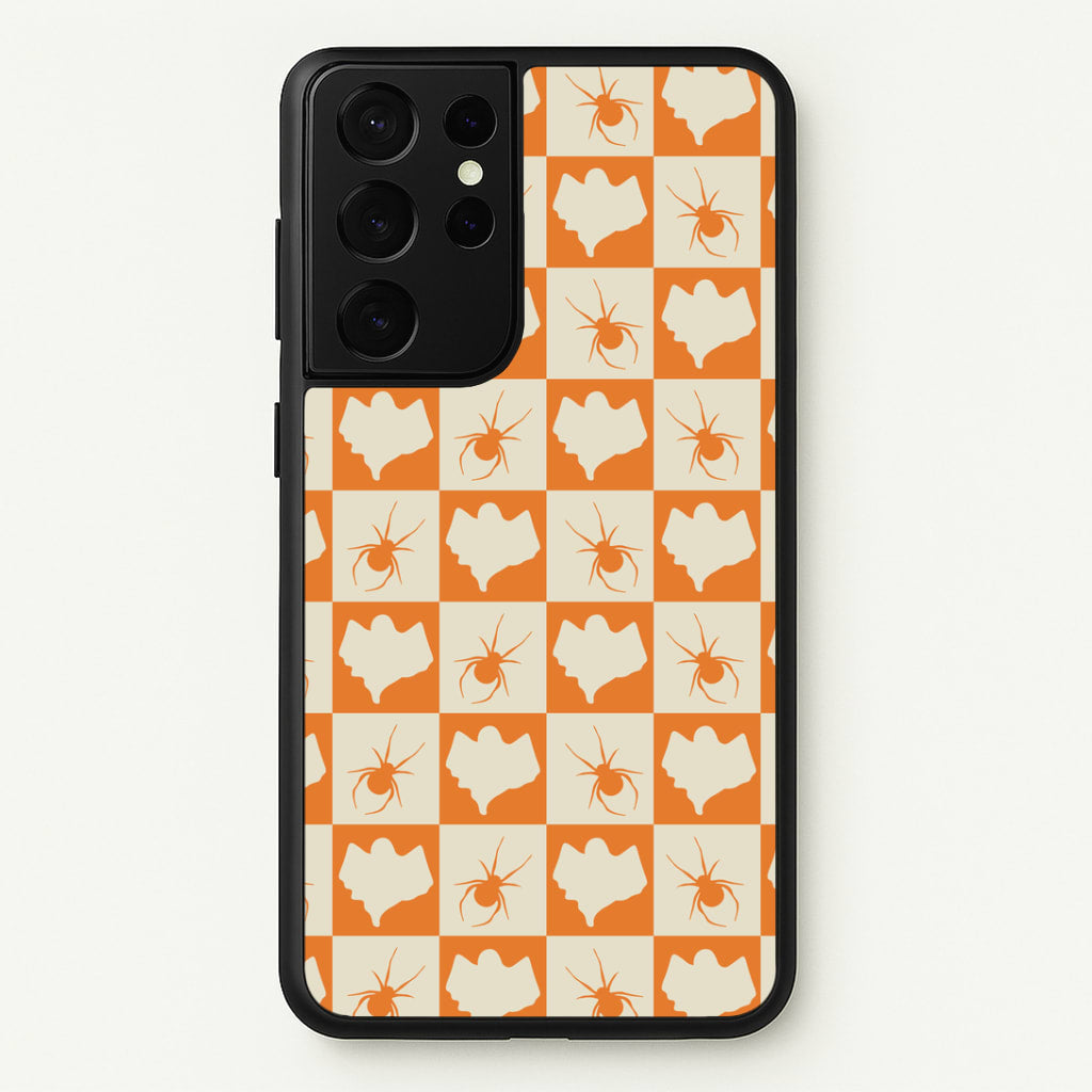 Spiders And Ghosts Checkered Pattern II Galaxy S21 Ultra Case