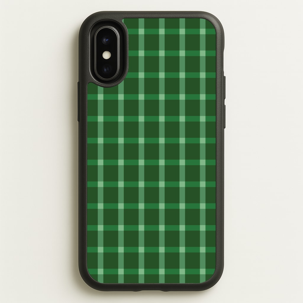 Dark Green Tartan Christmas Pattern iPhone X / XS Case