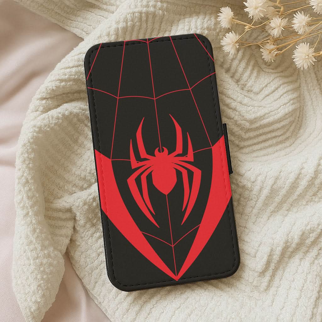 Red And Black Spider Costume Leather Phone Case