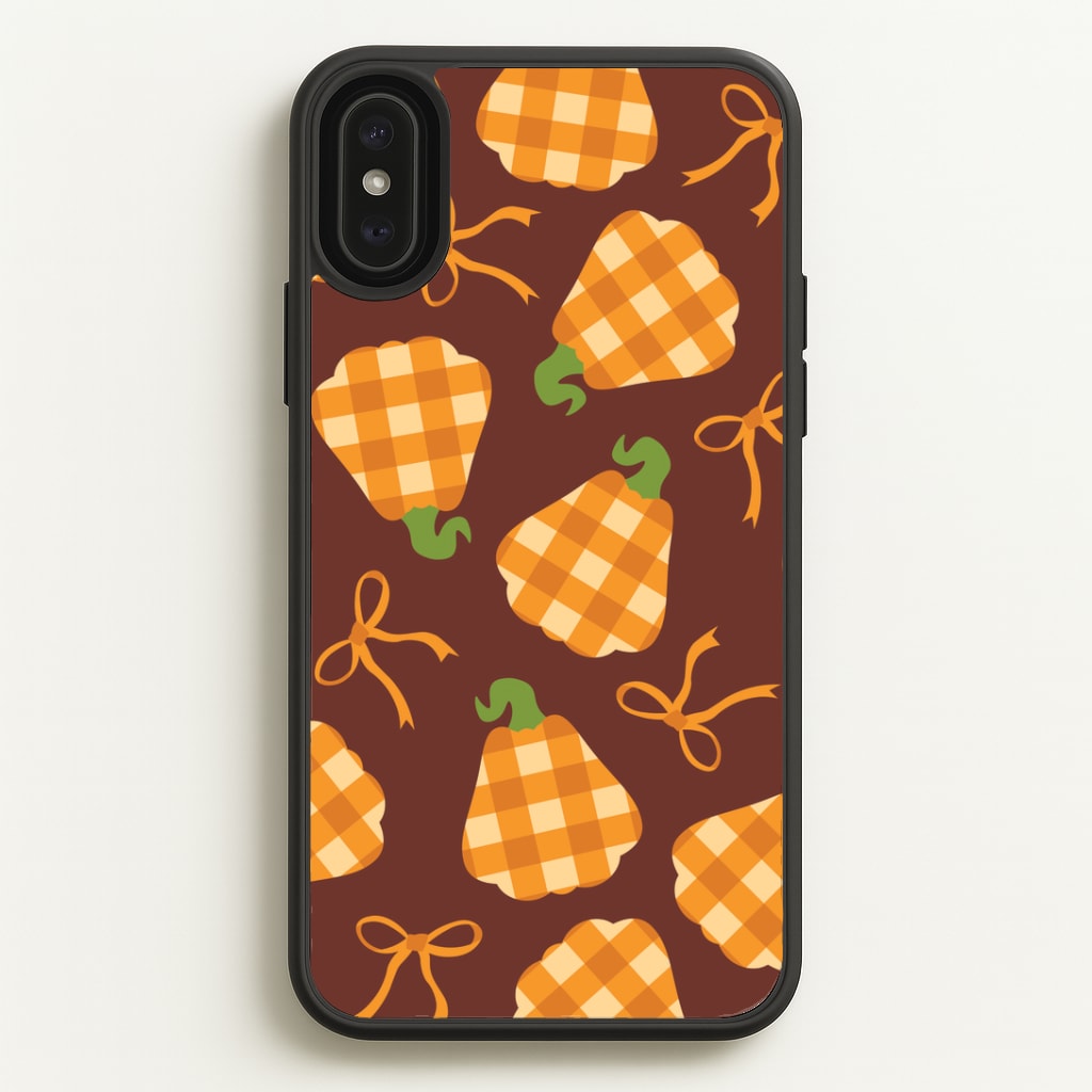 Tartan Pumpkins And Bows Pattern iPhone XS Max Case