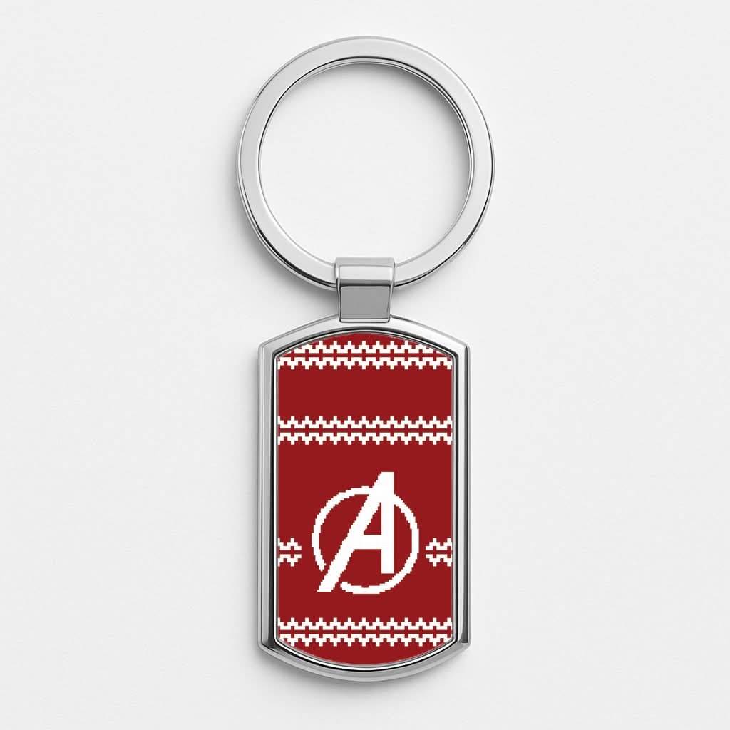 Superhero Team Red Christmas Jumper  Silver Metal Keyring